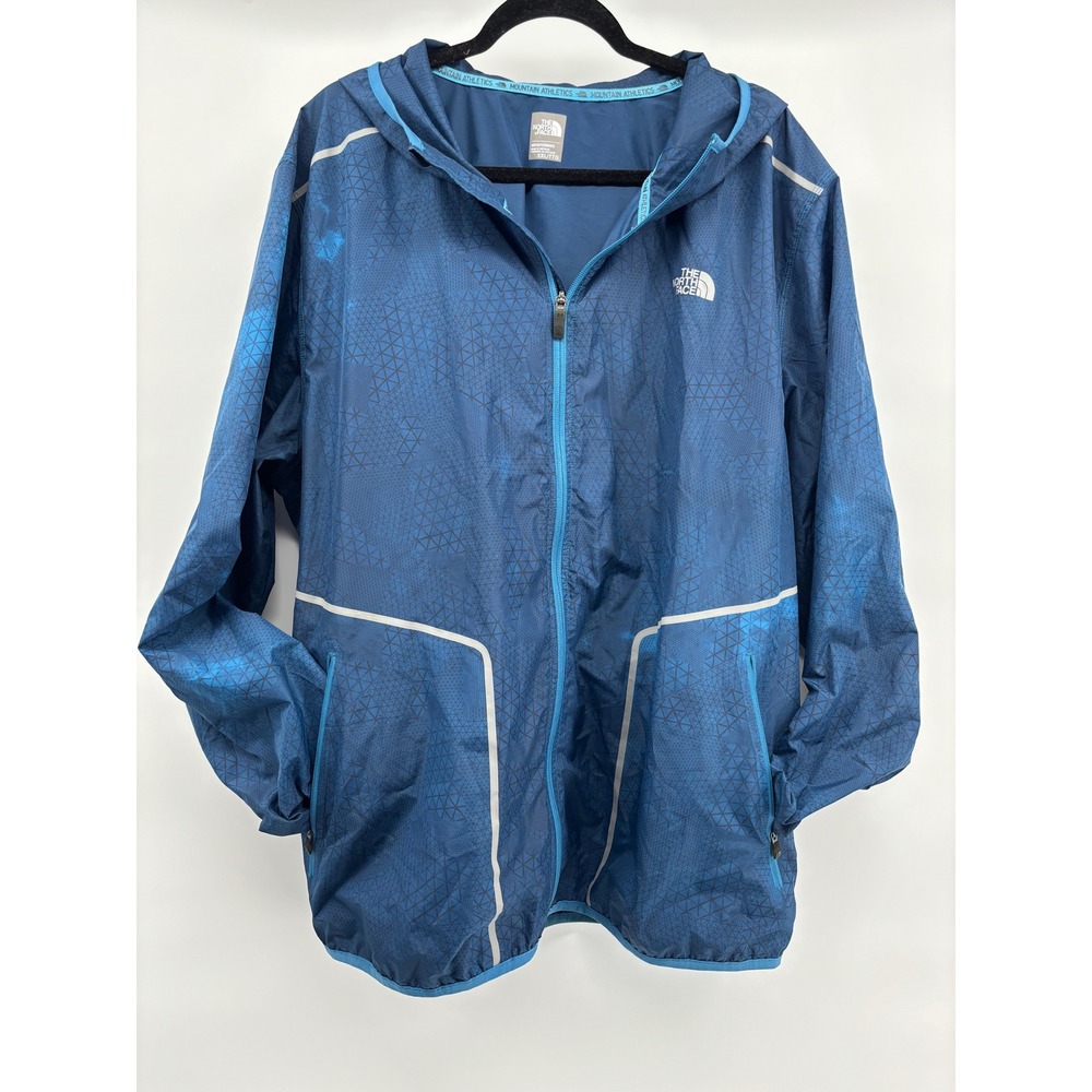 The North Face Mountain Athletics Blue Geometric Windbreaker Jacket Mens XXL